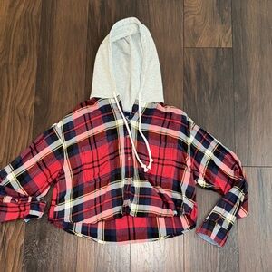 American eagle cropped/oversized flannel hoodie